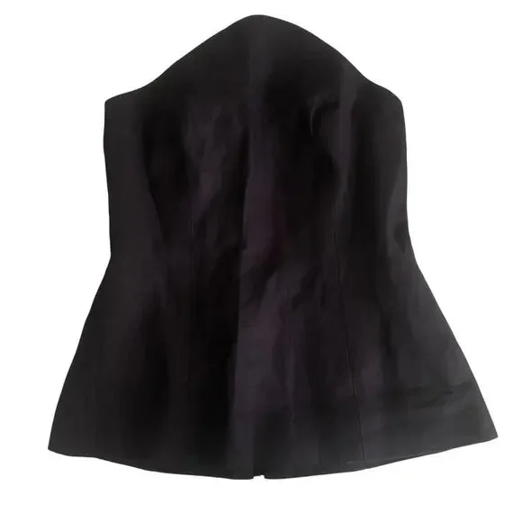 Reformation Black Linen Strapless Top Form Fitting Size 4 - Picture 4 of 4